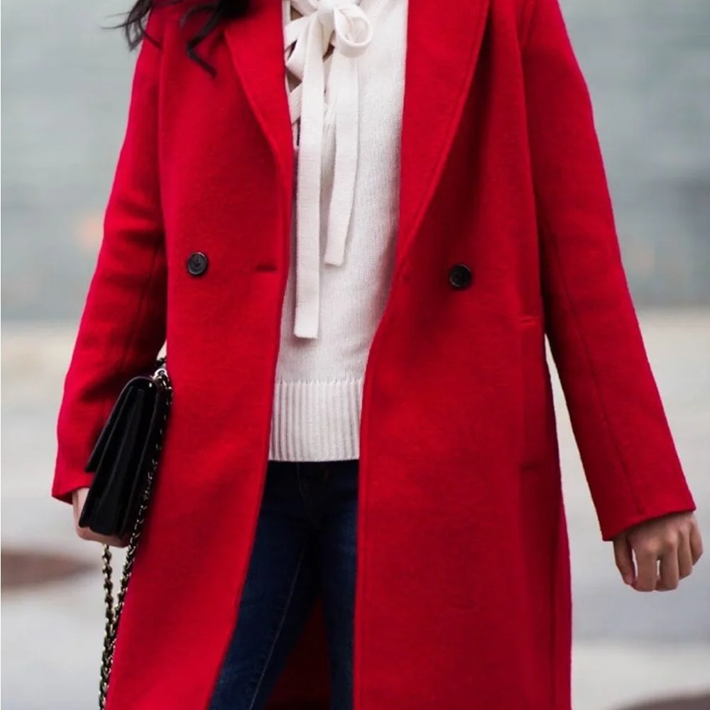 J Crew Boiled Wool Daphne Topcoat red size 0